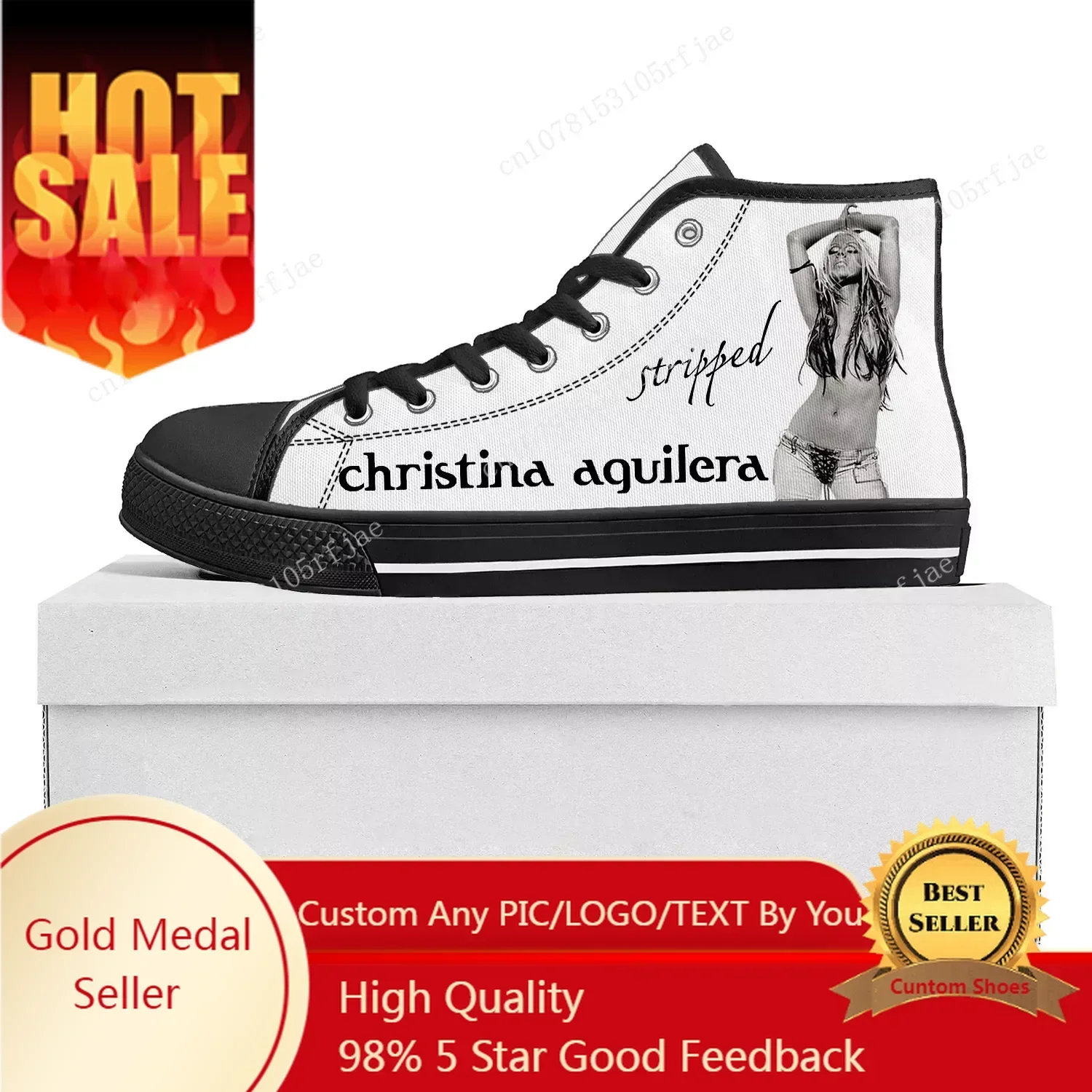Christina Aguilera High Top High Quality Sneakers Mens Womens Teenager Canvas Customized Sneaker Casual Couple Shoes Custom Shoe