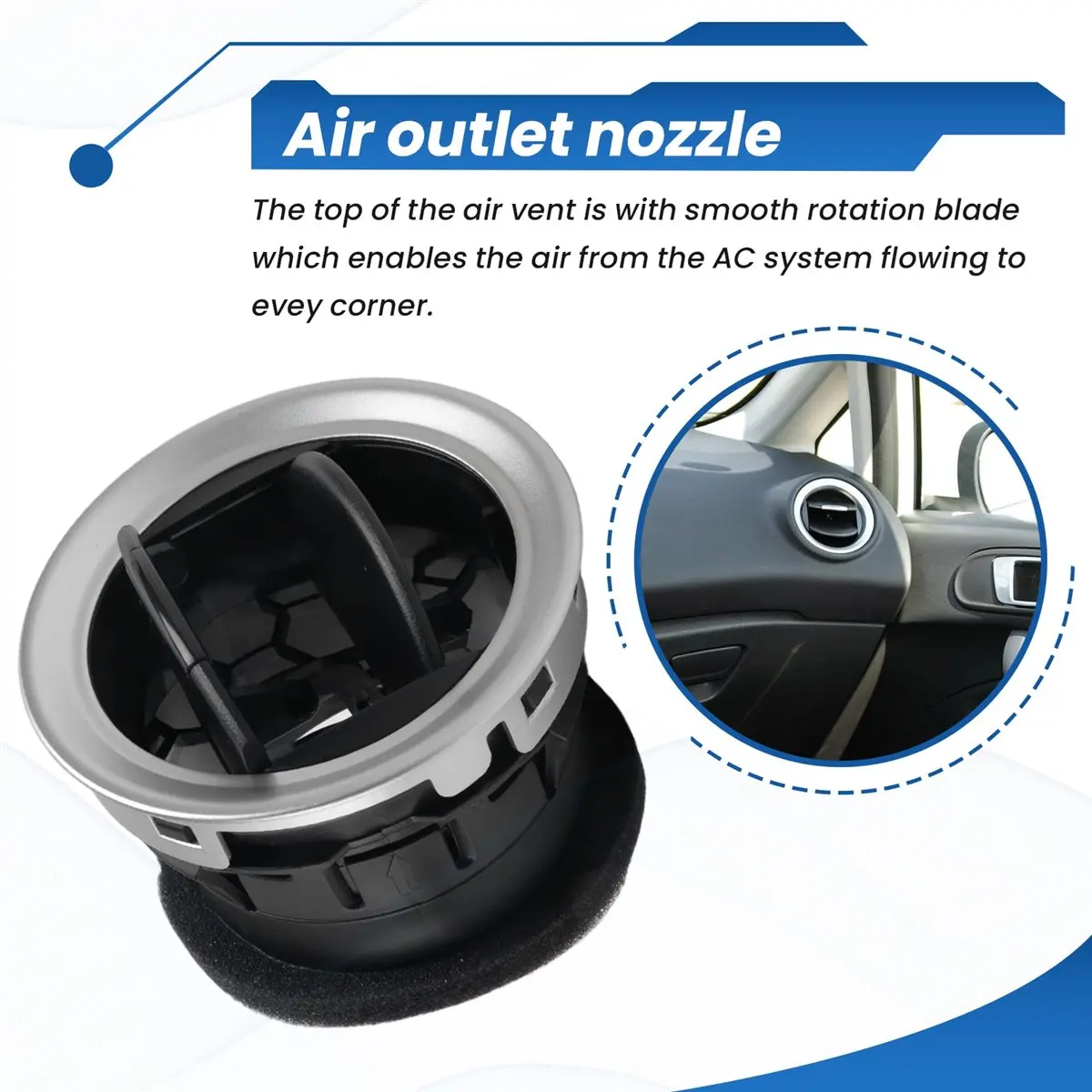 #86B Car Dashboard Air Outlet Nozzle DK49-64930-B91 8A6HAQ18B09 for Ford,Dashboard Air Conditioning Outlet,(Plastic)