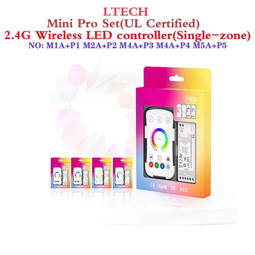 LTECH M Series Mini Pro Set Single-zone Smart RF 2.4G Wireless LED Controller + Dimmer For DIM CT RGB RGBW RGBCW LED Strip Light
