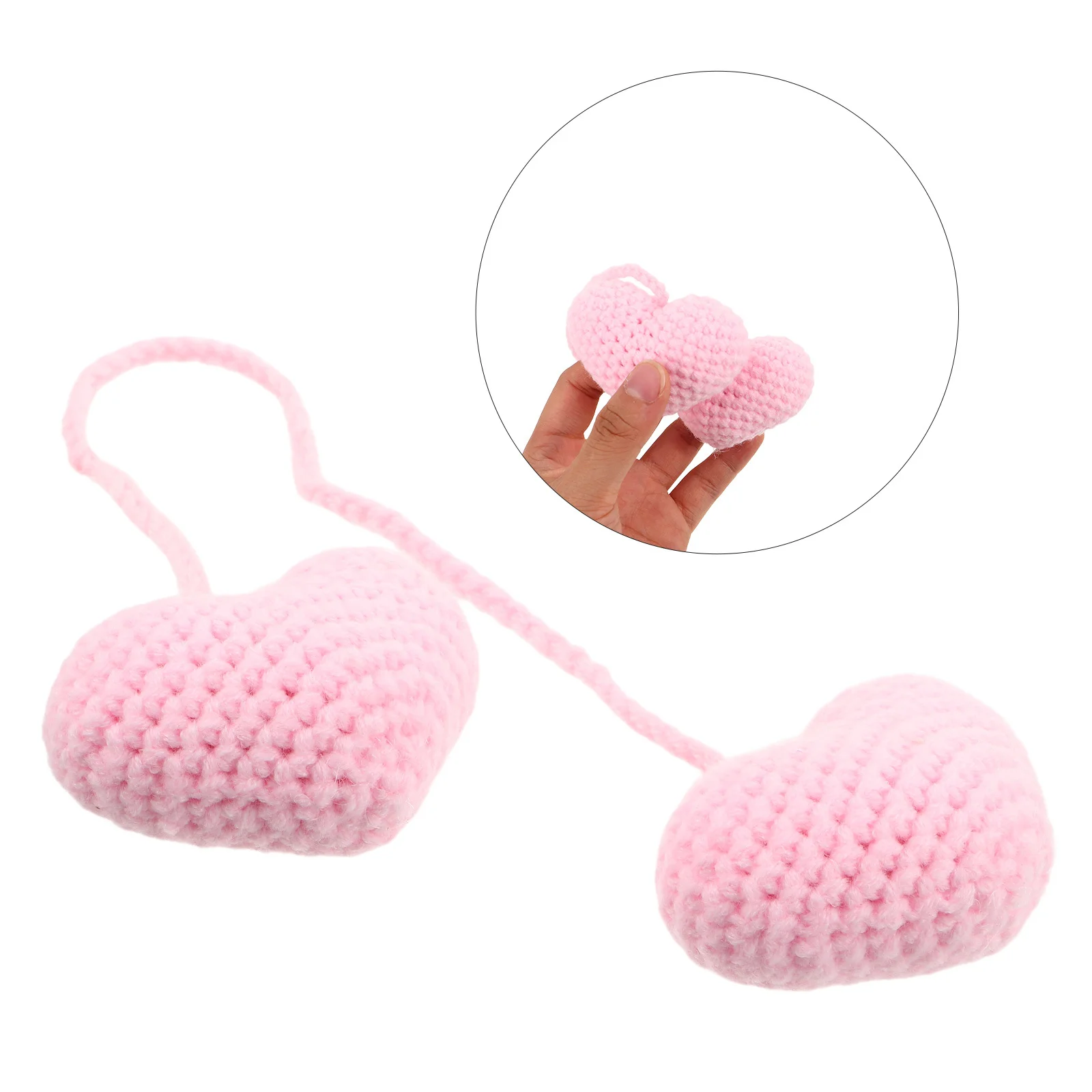 

Handmade Crochet Heart Rearview Mirror Pendant Lightweight Cute Car Hanging Ornament Car Mirror Decor Bohemian Style