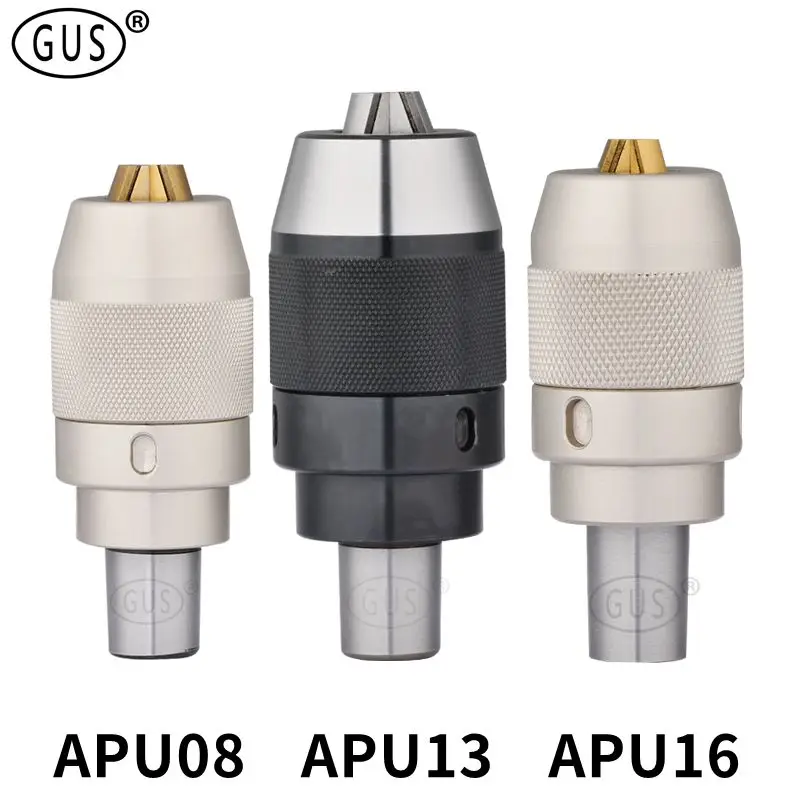 Gus-keyless Drill Chuck Tool Holder Milling Tools Cabeça do Eixo Quick Grip Chuck Apu08 Apu13 Apu16 Bt30 Bt40 Nt30 Nt40