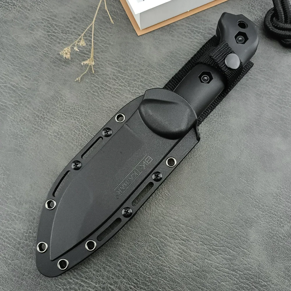 High Hardness BK2 Outdoor Fixed Blade Knife Tactical Hunting Straight Knife 8Cr13Mov Steel Blade Self Defense, Camping Tools