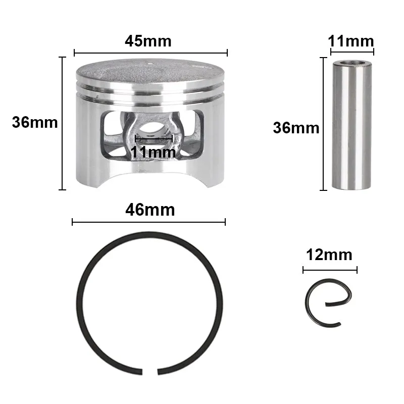 1 Set 5200 52CC Chainsaw Piston Ring Pin Kit 45mm Chainsaw Piston Set Chainsaw Piston Kit