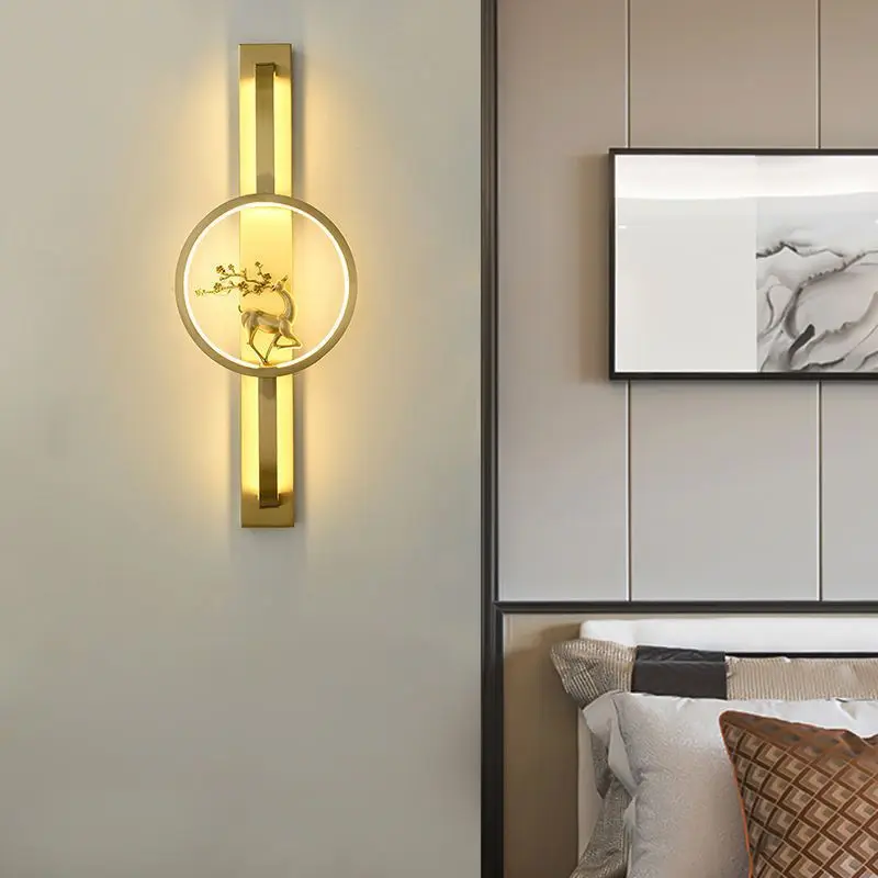 Modern Gold Deer LED Wall Lamps Bedroom Bedside Living Room Hallway Corridor Home Decoration Creativity Golden Lighting Fixture