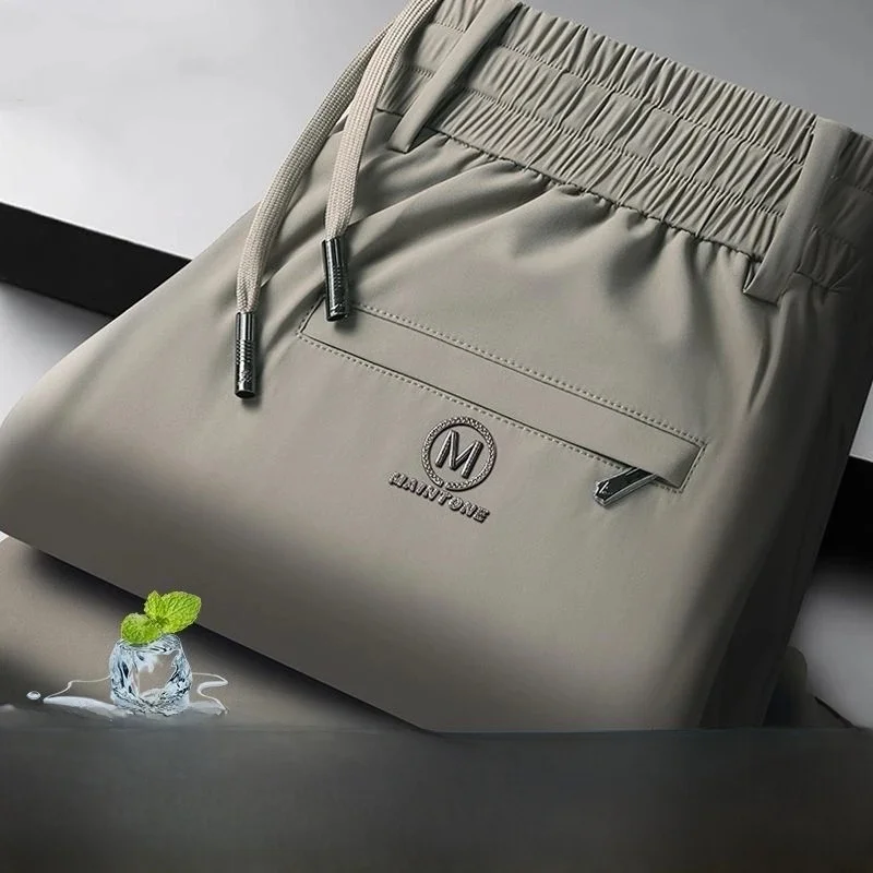 

Men's Ice Silk Thin Sport Pants 2025 New Loose Faionable Breathable Summer Casual Trousers Straight Leg mid Low Waist