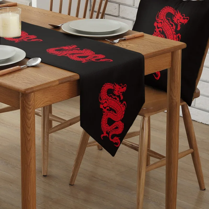 Red Dragon Dragon Claw Art Modern Table Flag Home Table Party Decoration Linen Table Flag Indoor and Outdoor Wedding Tablecloth