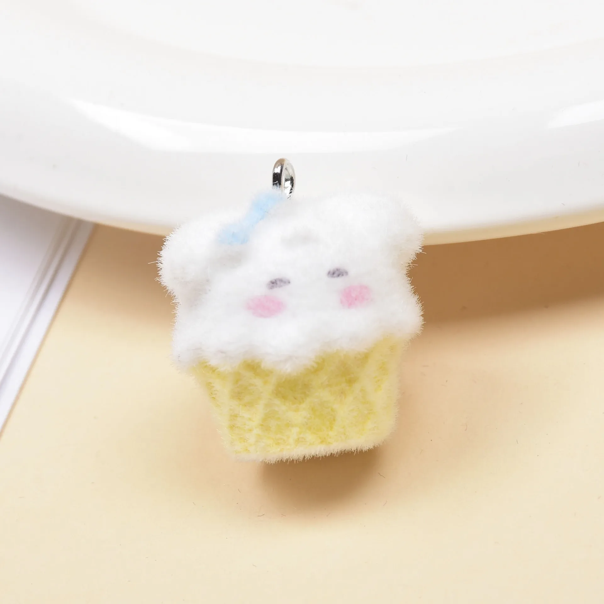 20Pcs 3D Cute Flocking puppy Resin Charms Mini Cartoon Animal Pendant For Keychain Earring DIY Crafts Jewelry Make fittings