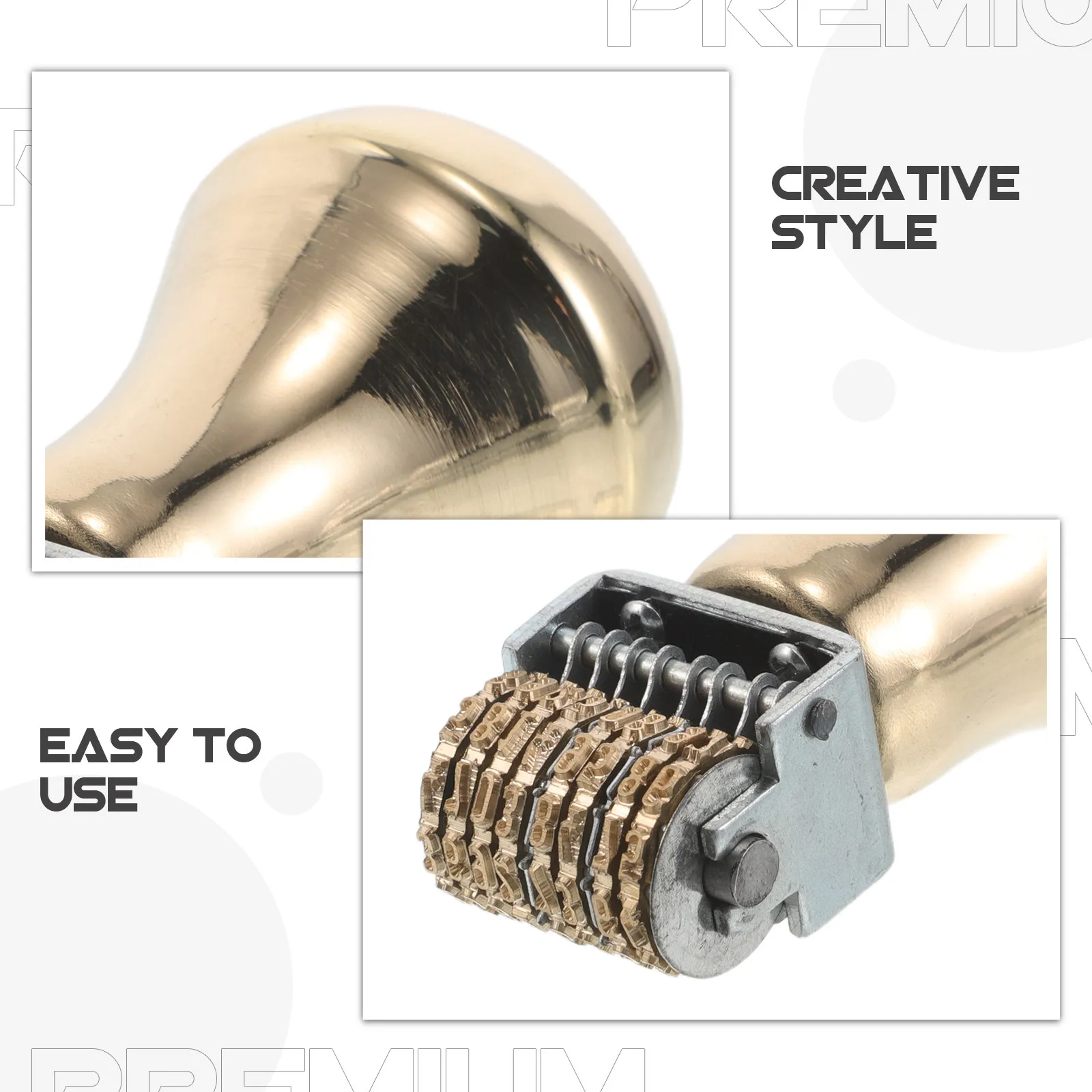 Adjustable Date Stamper Rotary Metal Date Stamp With Copper Handle Vintage Handheld Number Stamp For Scrapbooking Office Library