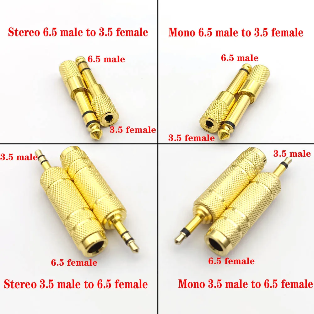 Konwersja AUX Jack 6,5 mm 3,5 mm 2 3-biegunowa wtyczka konwertera Stereo Mono do wzmacniacza słuchawkowego Adapter audio Złącze mikrofonu