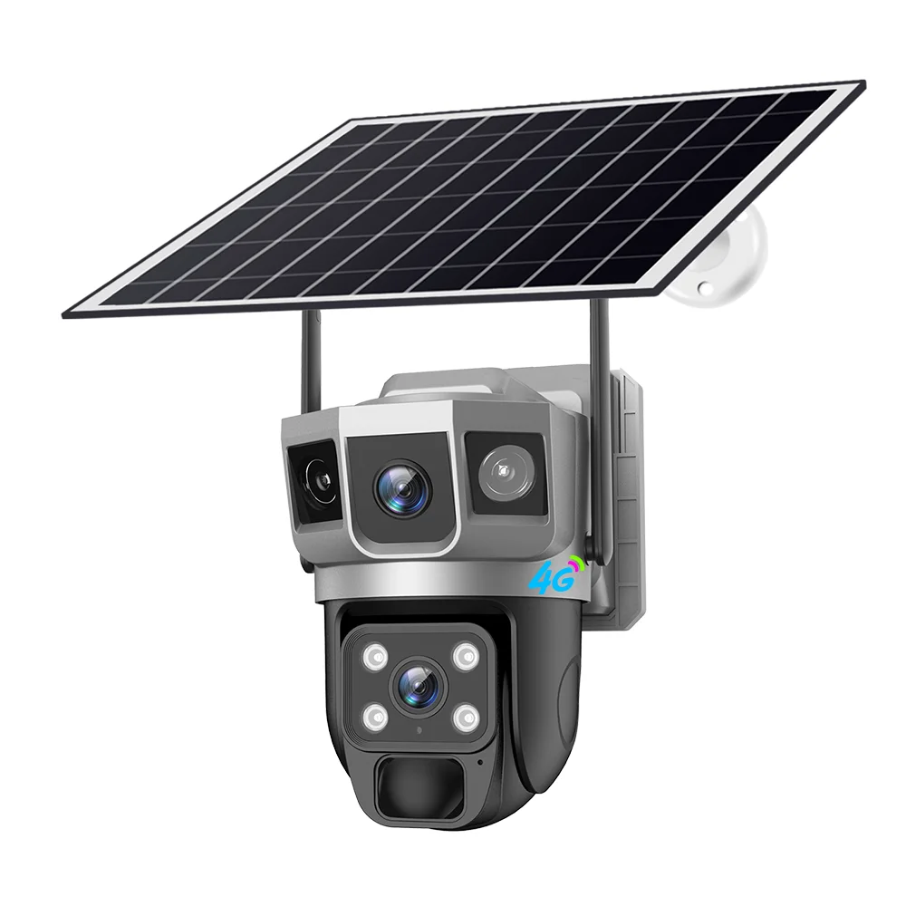

2MP Sim Card PTZ Rotating Camera 4G Solar Security Camera Blacklight Color Vision AOV always on Video for Outdoor Farm