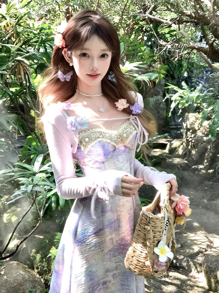 

Женский вязаный кардиган Acaine, летняя верхняя одежда, топ с эффектом похудения, с длинными рукавами, из хлопковой смесовой ткани, цветной, в нежном стиле