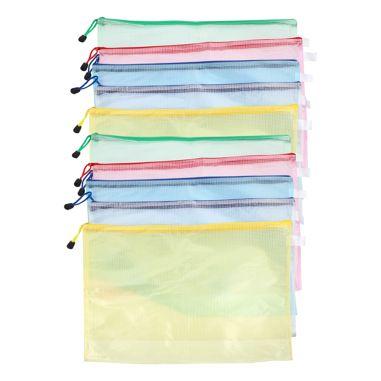 

10Pcs File Bags Semi Transparent Zipper Large Capacity Document Organizer for Office School Filing Folder Document Pouch