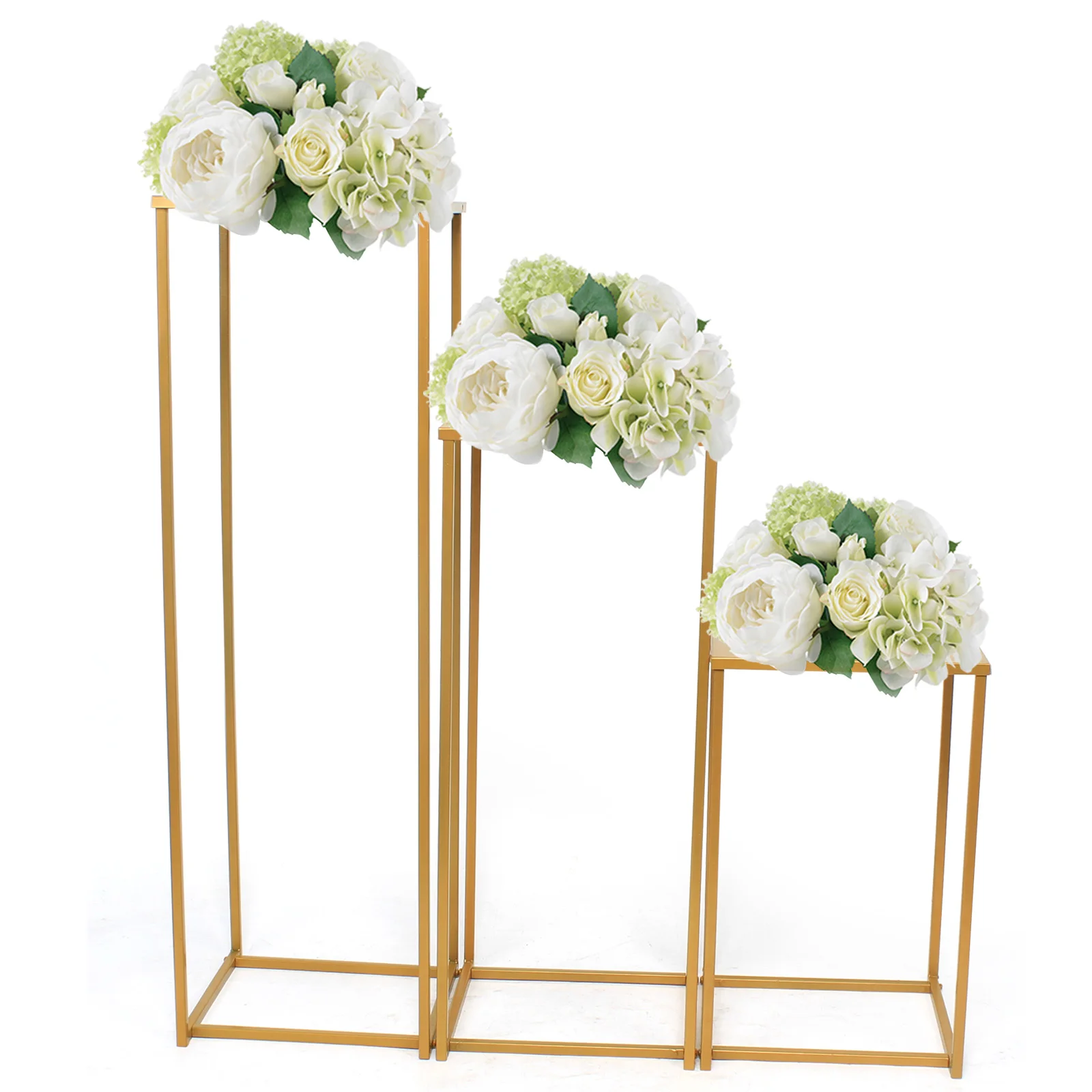 Imagem -05 - Geométrico Retangular Box Stand Frame de Ouro Flor Balão Rack Tubo de Aço Suporte de Casamento Decoração do Partido Exibição Pcs