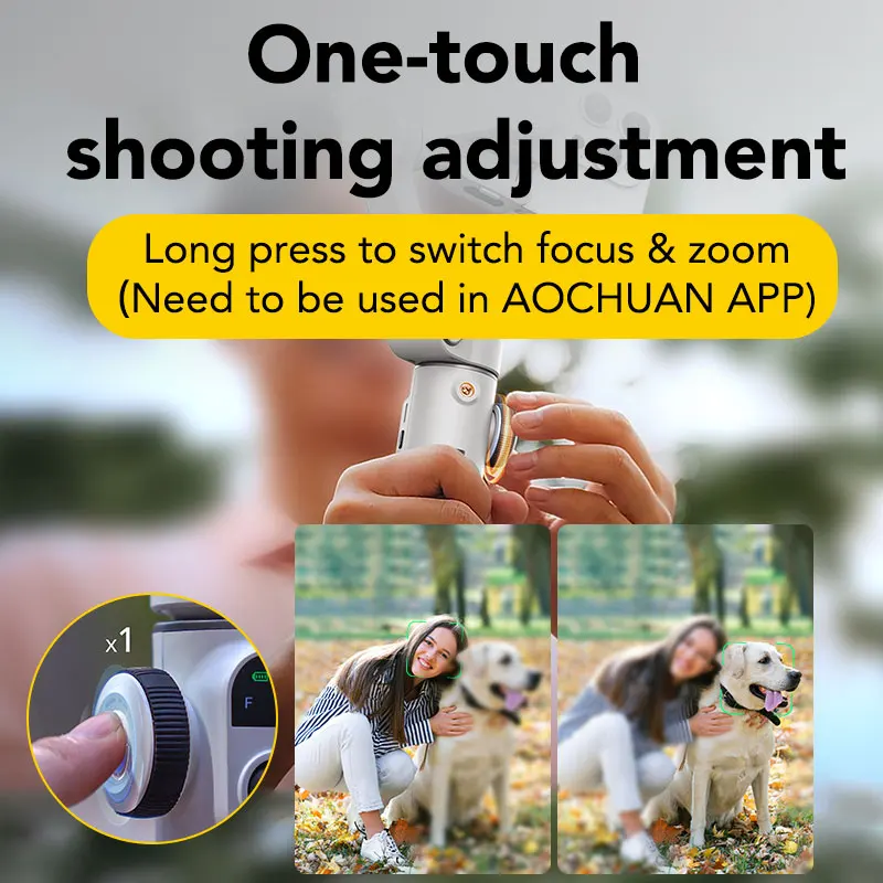 AOCHUAN Smart X2 AI مثبت أفقي محمول باليد قضيب تمديد مدمج مع شاشة LED للهواتف الذكية IPhone وAndroid Gimbal