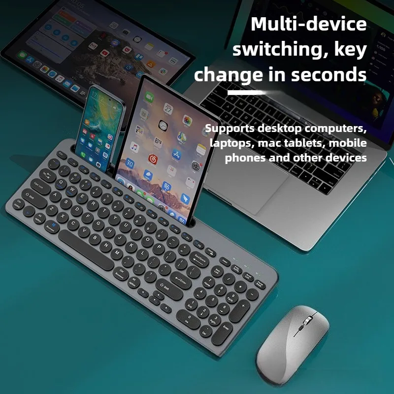 

2.4G Wireless Keyboard and Mouse Combo Three-mode Multi System Compatibility Bluetooth Keyboard Mouse Set Rechargeable Keyboards