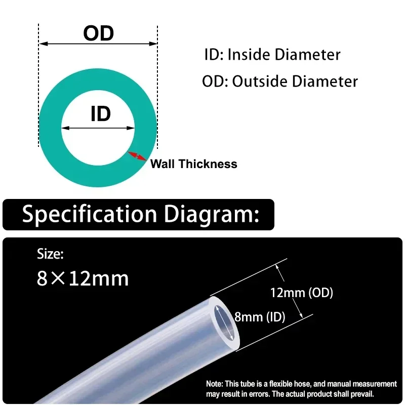 1/3m Soft Food Grade Silicone Tube ID 10 12 14 16 18 20 25 32mm Colorful Nontoxic Drink Pipe Aquarium Garden Water Tubing Hose