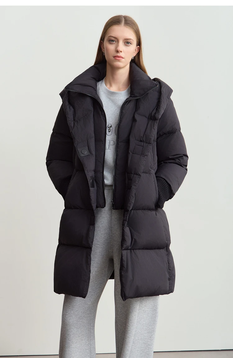 Amii 2026 Winter Warm New Women Down Jacket Cuffs Magnetic Buckle Zipper Hooded Fake Two-piece Thick Loose Long Coats 12444104