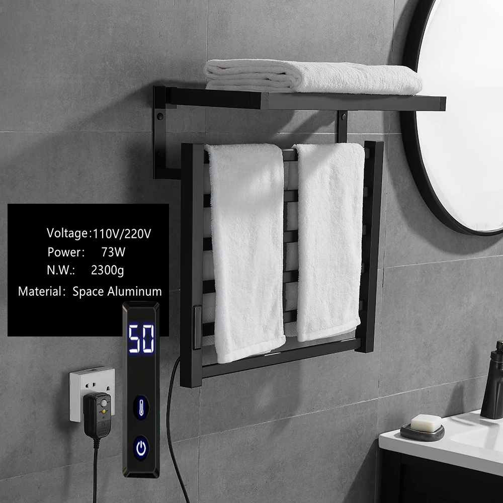 Towel Rail Bathroom Electric Towel Rack Temperature control Time control 115℉-155℉，45℃-70℃ Smart towel dryer Towel warmer