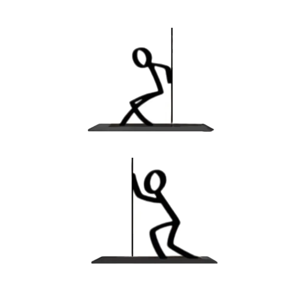1Pair Funny Iron Art Metal Bookends Stick Figure Human Shape Book Stopper Desktop Decorative Bookend School Office Supplies