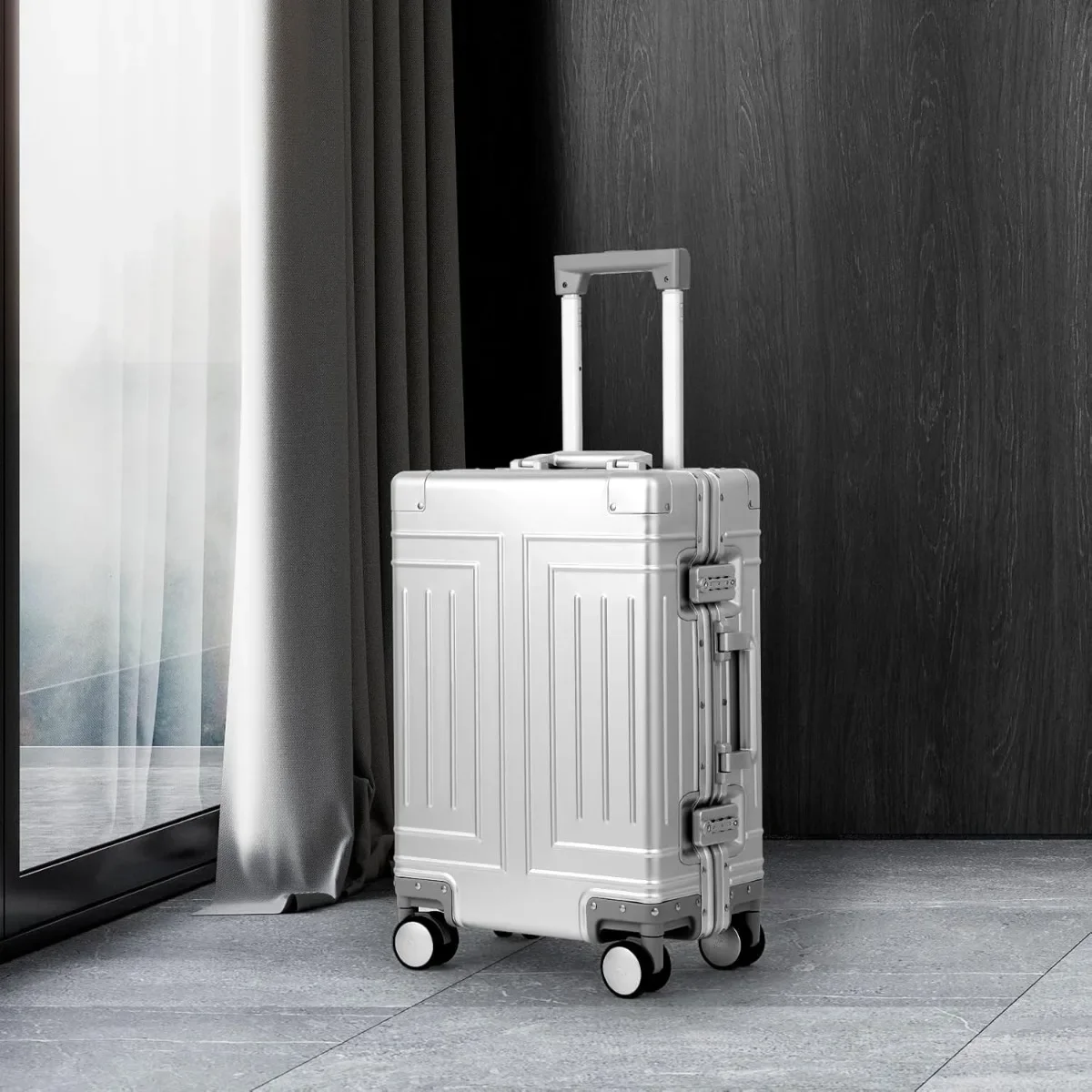 All Aluminum Magnesium Carry On Luggage，Cut from Whole Aluminum Sheet，22x14x9 Airline Approved