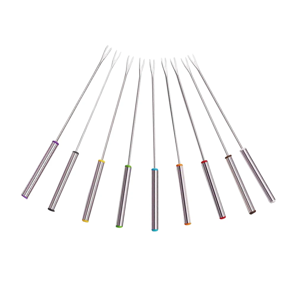 

9pcs Stainless Steel BBQ Forks Sausage Skewers Roasting Sticks Durable Heat Insulating Anti Scalding Camping BBQ Tools