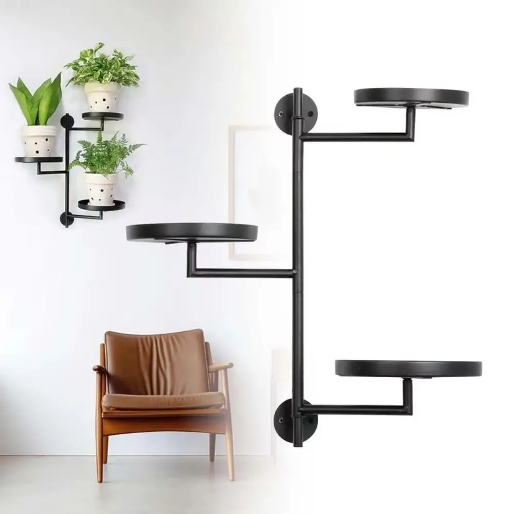 Green Plant Potted Rotating window plant stand Creative Waterproof Metal plant frame Simple Three layers of plant support Wall