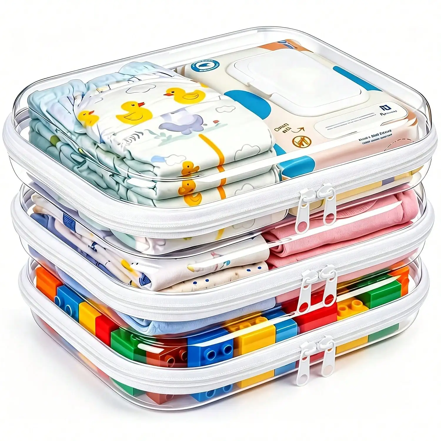 Pack Clear Hard Shell High Quality Plastic Zipper Case Suitable For Travel Essentials, RFID Blocking Suitable For Wipes, Clothes, Makeup & Toiletry Organizer Box With Cover, Storage Pouch For, Gym, Medication