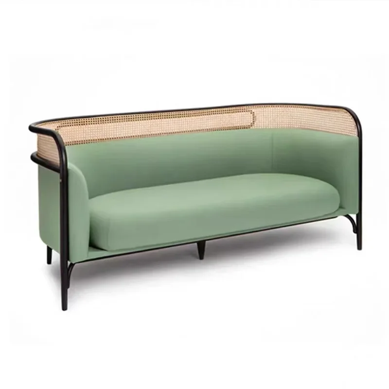 

Nordic rattan back solid wood single, double sofa, modern simple small apartment