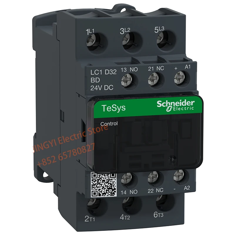 

Original New Schneider TeSys Deca LC1D18BDC Communication Contactor (Direct Current Coil) 3P (3NO) AC-3/AC-3e =440V 18A 24VDC