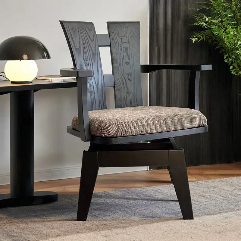 Wood Japanese Swivel Chair Black Walnut Nordic Design Accent Office Chair Desk Relaxing Computer Fotel Gamingowy Home Office