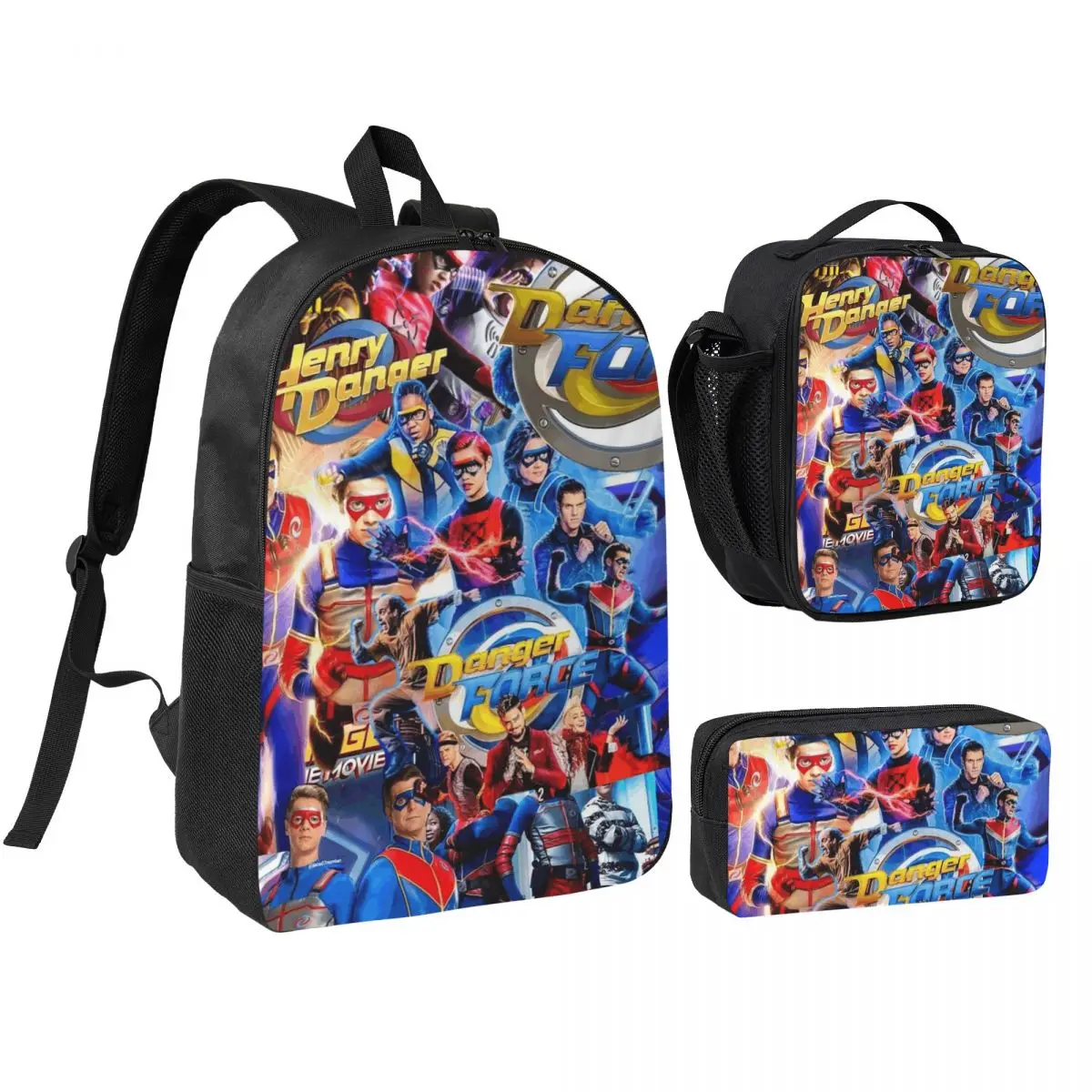 Henry Danger Backpack Student BookBag School Bag Shoulder Bags 3ps Insulated Lunch Bag Pencil Case