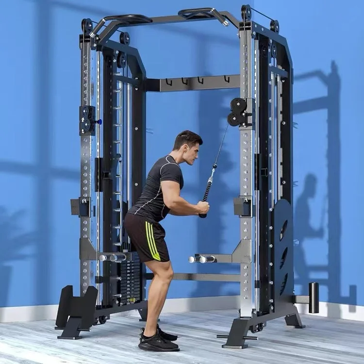 

Multi-Function Station Sports Equipment Commercial Gym Fitness Machine-Power Rack Smith Machine with Functional Trainer