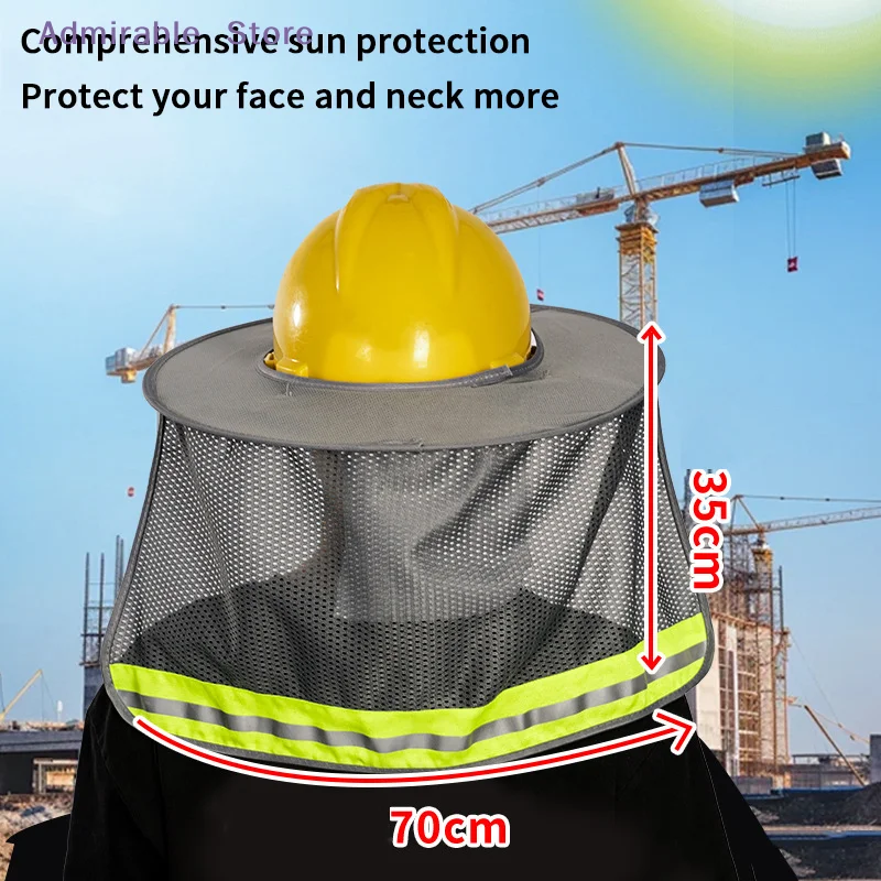 [W]Summer Sun Shade Safety Helmet Neck Shield Helmets Reflective Stripe Safety Cap Hat For Construction Worker