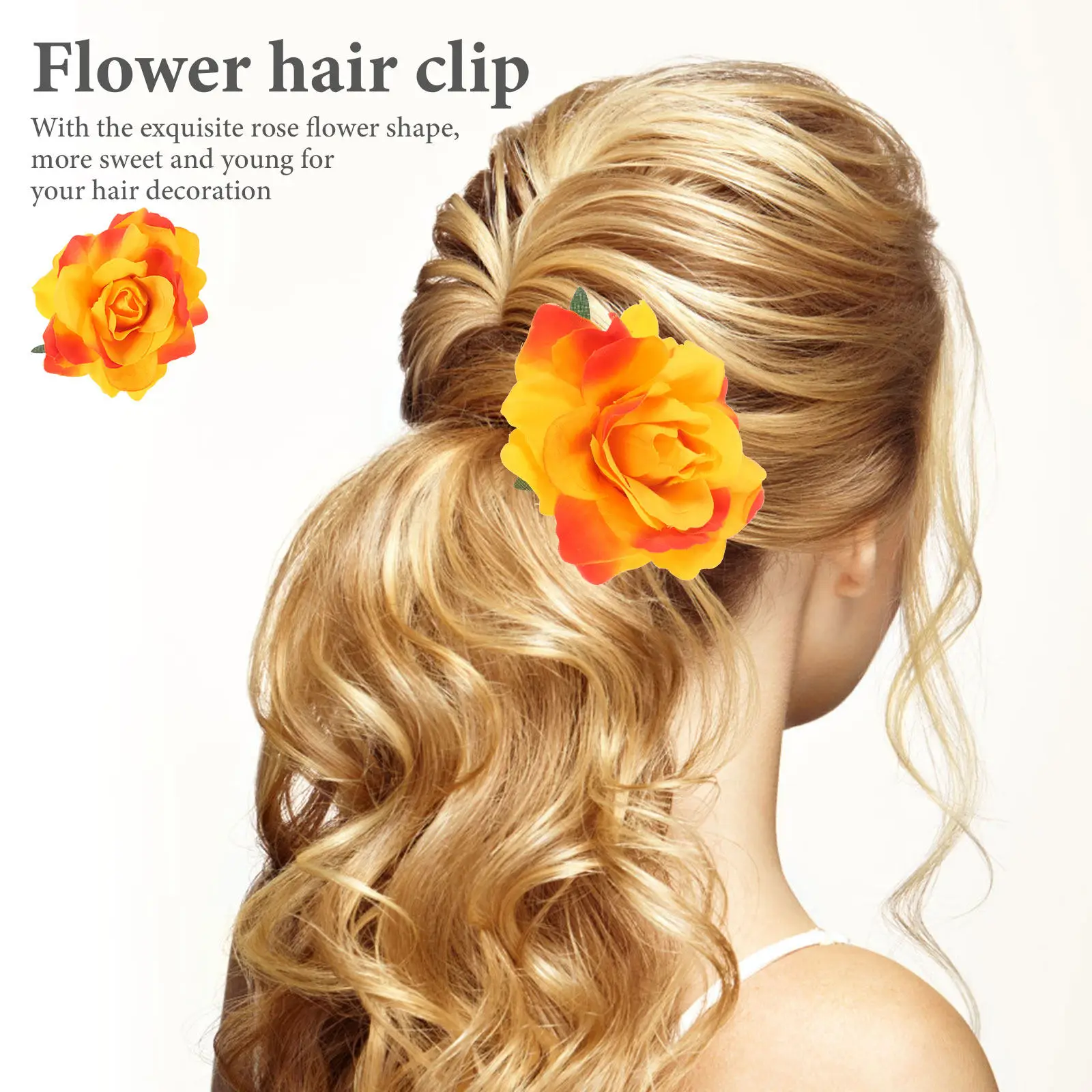 Artificial Rose Flower Hairpin Hair Clip Brooch Pin Elegant Hair Accessory for Party Wedding Prom Women