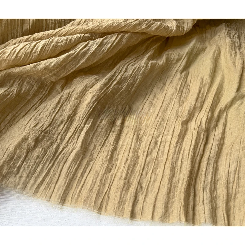 Fabric Width150cmX50cm Camel Irregular Pleated Pleated Fabric Creative Three-Dimensional Texture Diy Skirt Top Spring and Summer