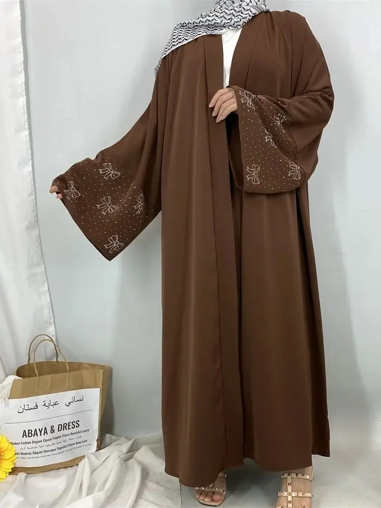 عباية مفتوحة 2025 دامن دبي كيبيا كيمونو إسلامي متواضع ملابس نسائية قفطان إسلامي رداء طويل قفطان مغربي نسائي Musulman