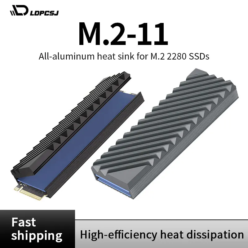 مبدد حرارة M.2 SSD، 2280 NVME NGFF SSD مشعاع تبريد كامل من الألومنيوم مع وسادة سيليكون حرارية للوحة الأم / PS5