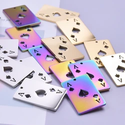 5pcs/Lot Stainless Steel Creative Poker Playing Cards Charms Ace Pendant for Jewelry Making Necklace Keychain Supplies Wholesale