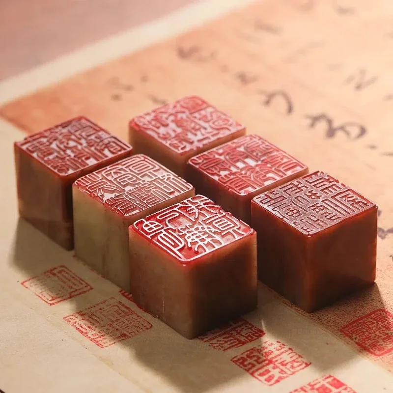 Shoushan Stone Finished Stamps Seal Personalized Custom Logo Name Stamp Chinese Ancient Poetry Stamps Chinese Painting Art Stamp