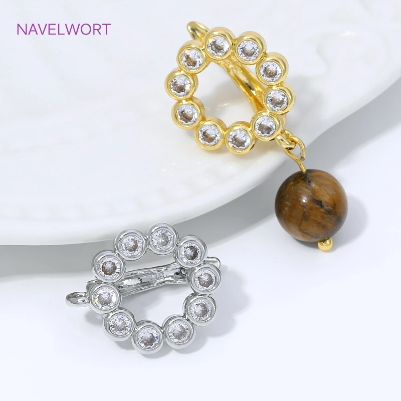 18K Gold Plated Fan Shape Flower Earwires Earring Fixtures,Brass Basic Fasteners Earring Hooks Clasps,DIY Jewelry Materials view 3