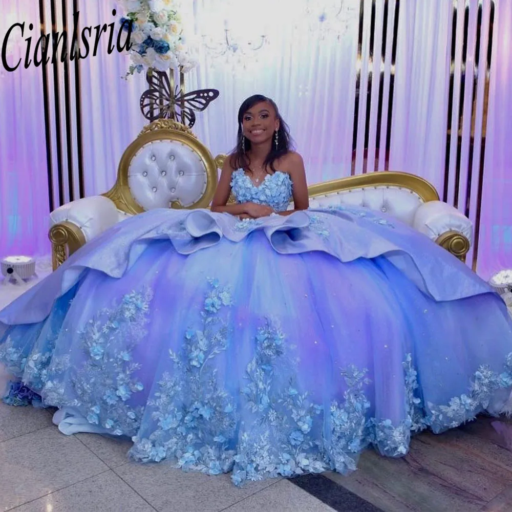 

Милое платье Quinceanera для выпускного вечера с 3D цветами кристаллами на день рождения 16 платье со шнуровкой корсет платья для 15 лет