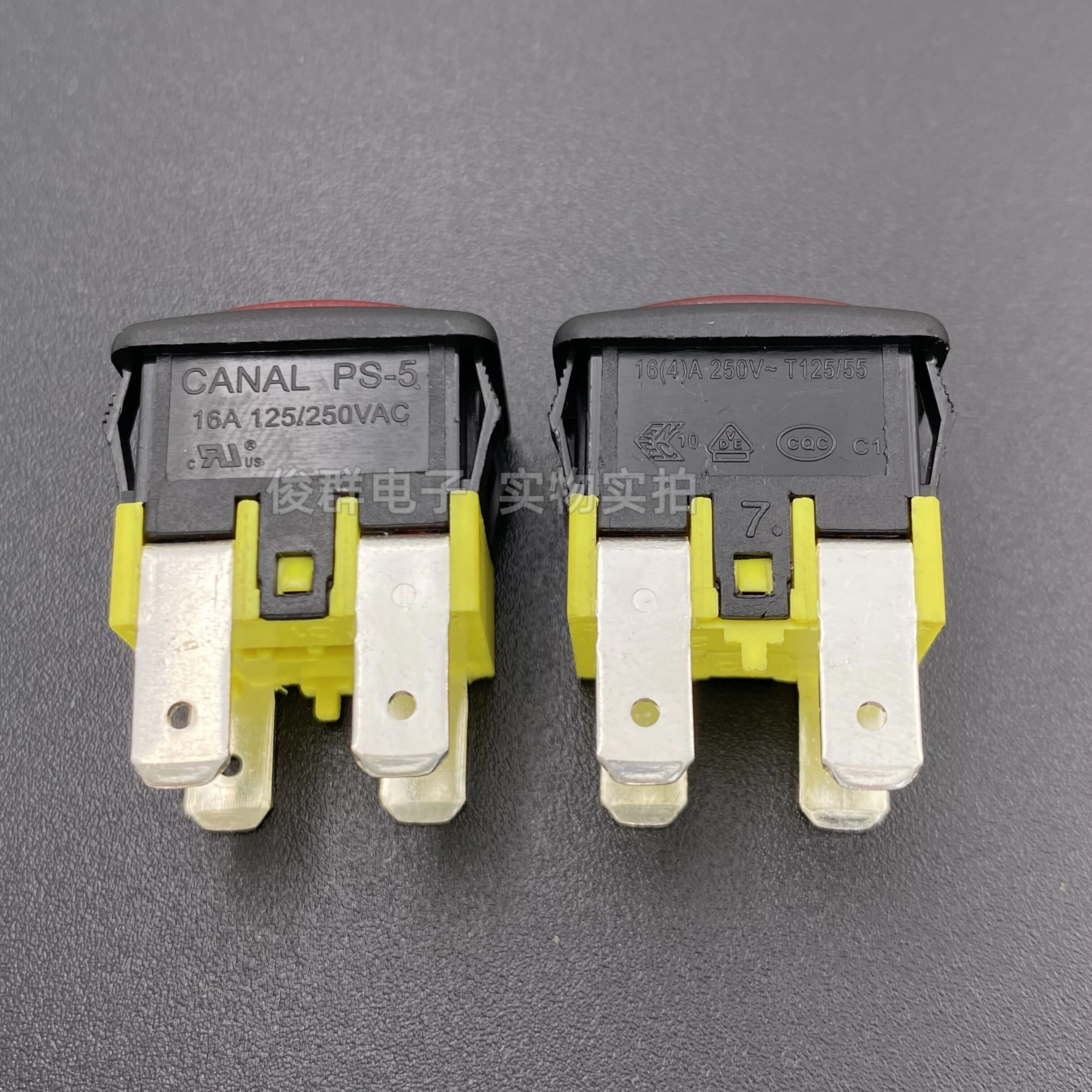 5PCS/PS-5 self-locking switch with red light 4-pin button 16A high current power button with lock