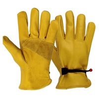 1 Pair Cow Leather Work Glove Cowhide Welding Security Protection Safety Work Mechanic Driver Hunting Driving Farm Garden Glove