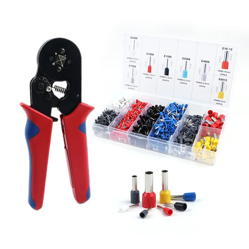 HSC8 6-4A Crimping Pliers Tubular Terminal Wire Ferrule Crimper Tools for Household Electrical Kit with Box Ferrule Pliers