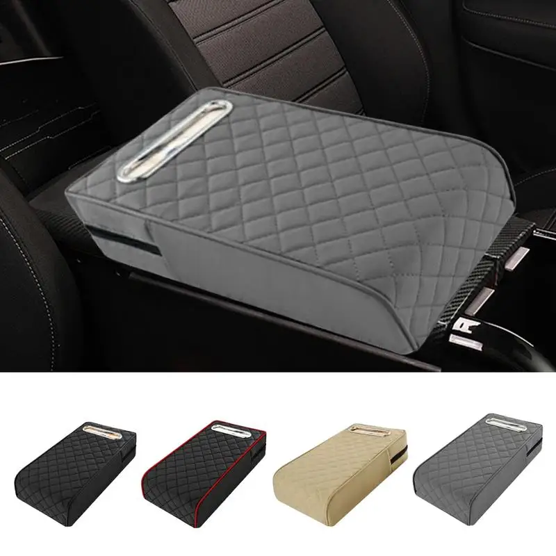 Universal Car Center Console Armrest Cushion Holder PU Leather Armrest Pad Portable Car Amrest Pillow Cover With Tissue Box