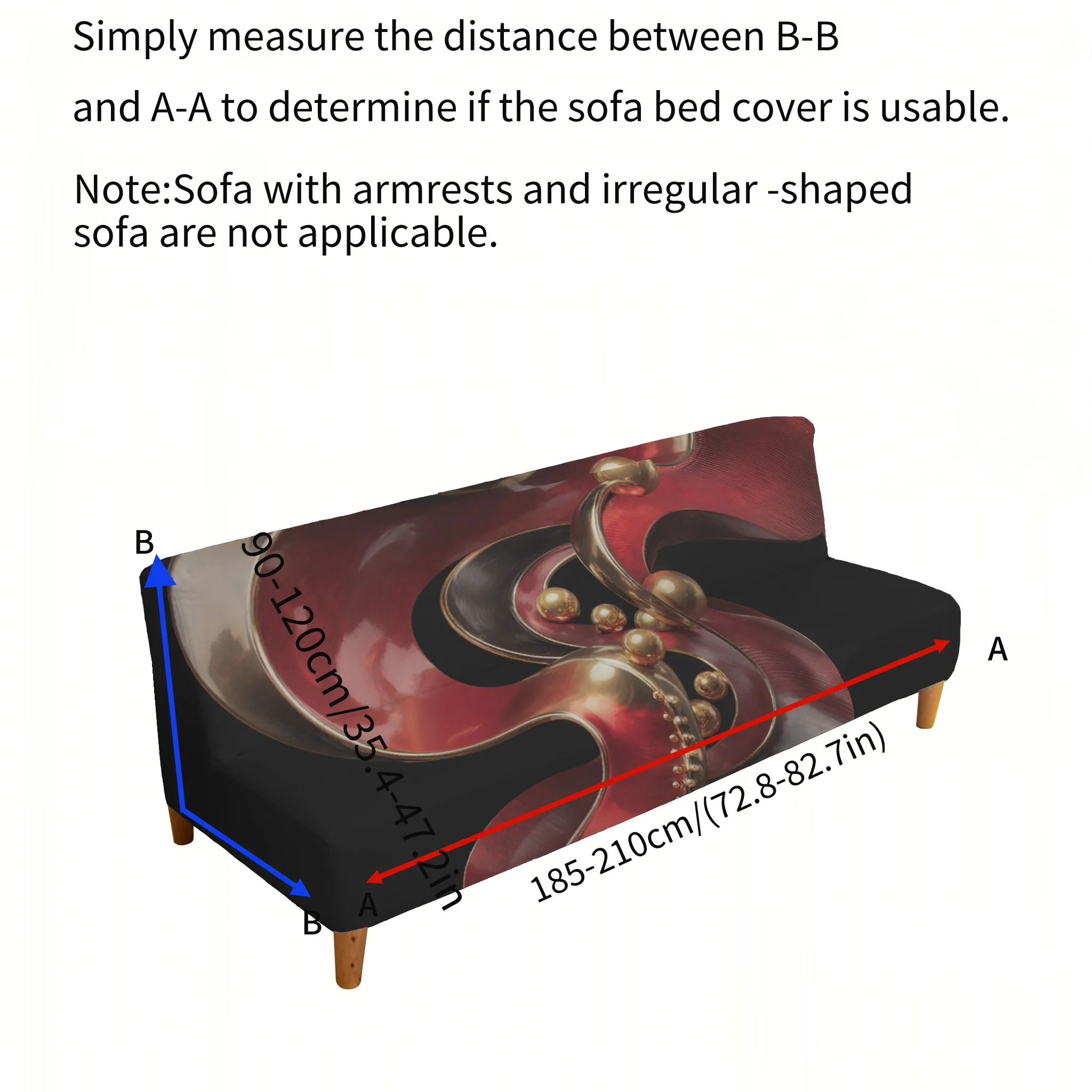 ins wind red gold fluid printing sofa bed cover, living room sofa bed cover, dustproof machine washable sofa bed cover