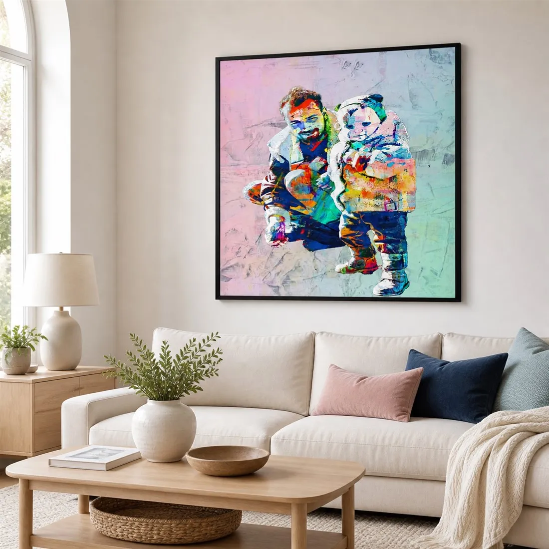 Custom Abstract Family Portrait from Photo,Canvas Wall Print,High‑Grade Home Decoration Artwork for Bedroom, Living Room, Office