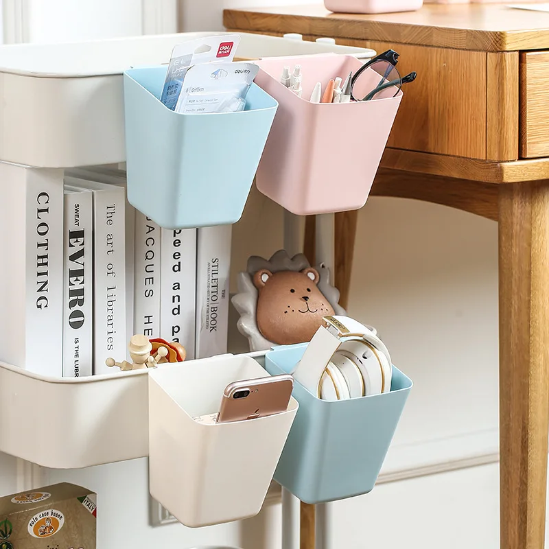 Wall Hanging Storage Box Plastic Storage Basket Household Cart Small Hanging Basket Dormitory Bedside Storage Rack