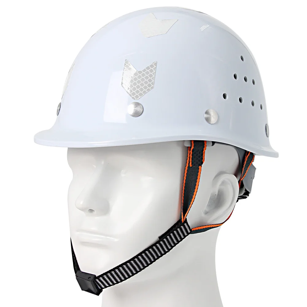 Construction Safety Helmet Thickened FRP Type Hard Hat with Reflective Stickers for Engineer Work Hat Breathable Safety Helmet