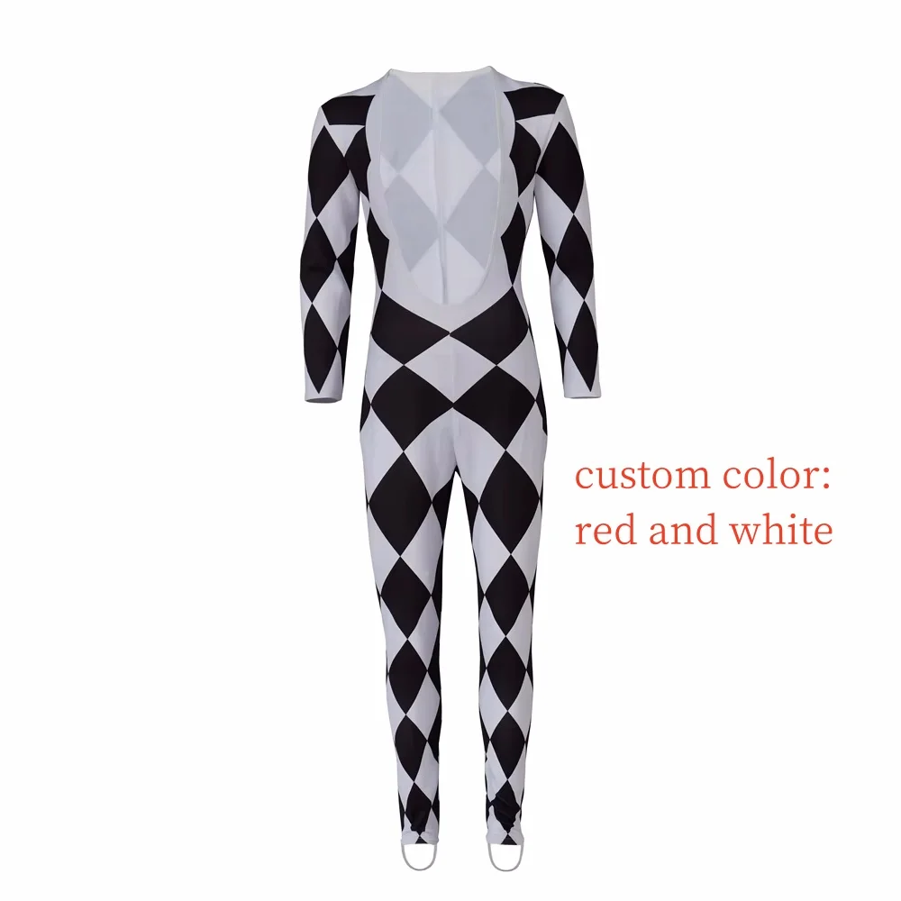 Freddie Mercury Cosplay Jumpsuit in Red and White For Men Stage Performance Singer Deep V Bodysuit Halloween Outfits